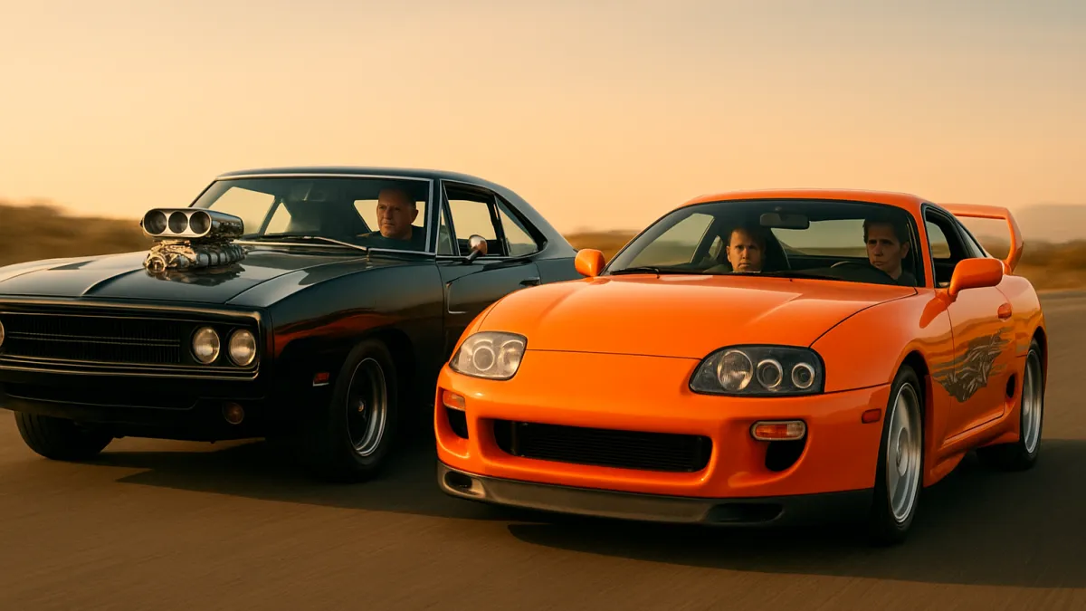 Dominic Toretto Brian O’Conner Dodge Charger Supra laranja